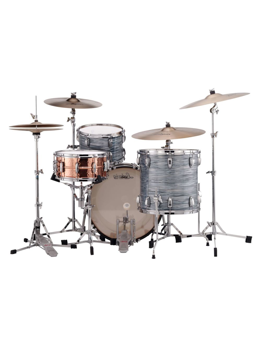 Ludwig Legacy Mahogany Fab 3pc Shell Pack w/22" Kick - Vintage Blue Oyster