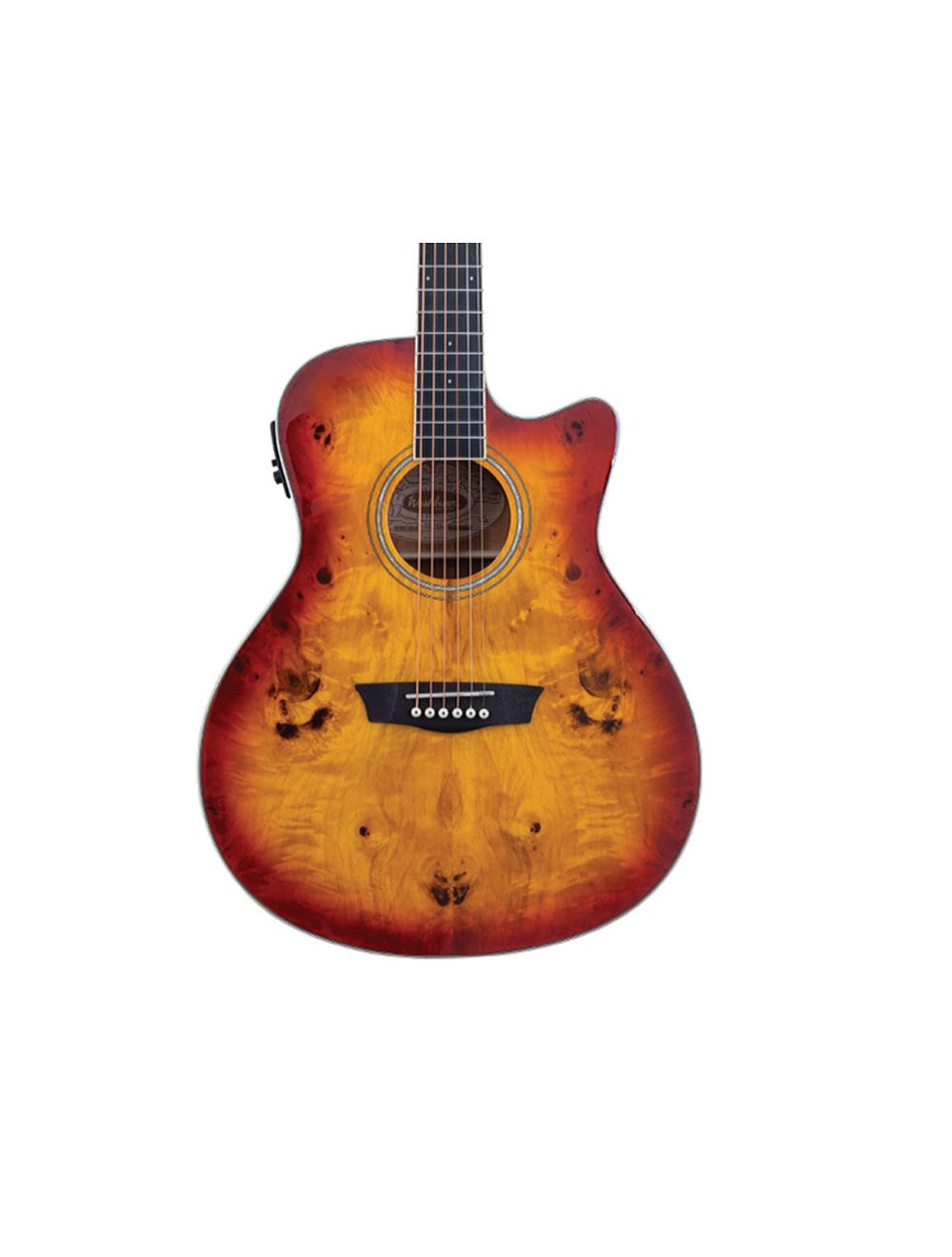 Washburn Deep Forest Burl ACE Cutaway A/E Guitar - Amber Fade Gloss - Open Box