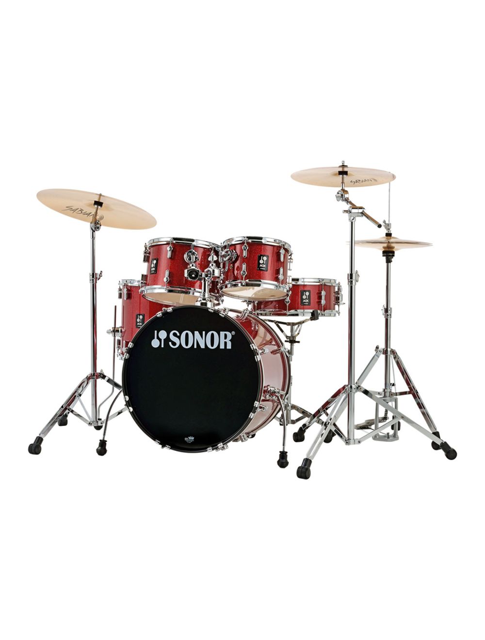 Sonor AQX Studio Drum Set w/ Hardware & Cymbals - Red Moon Sparkle