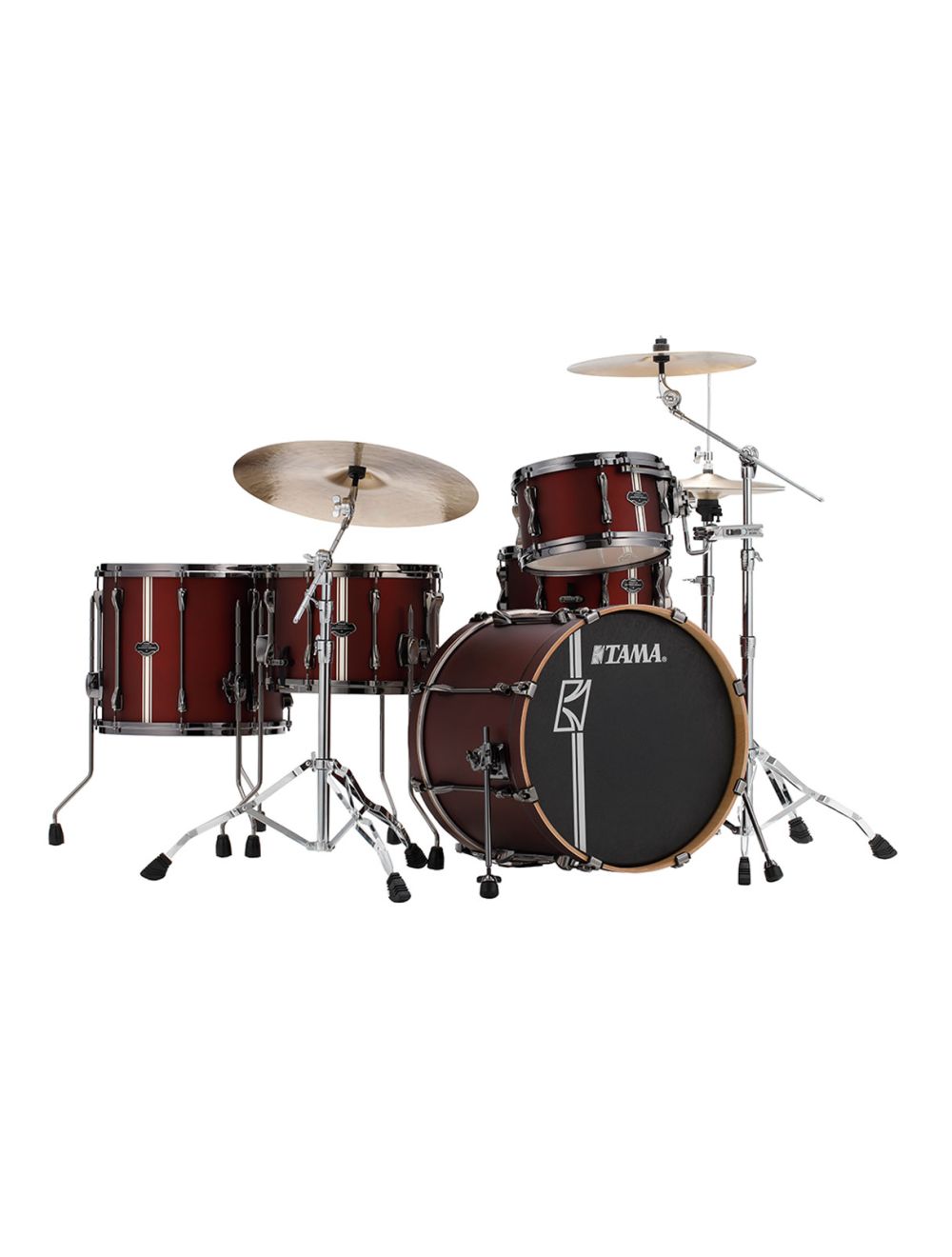 Tama Superstar Hyper Drive Duo 4 pc Shell Pack Satin Burgundy Vertical Stripe