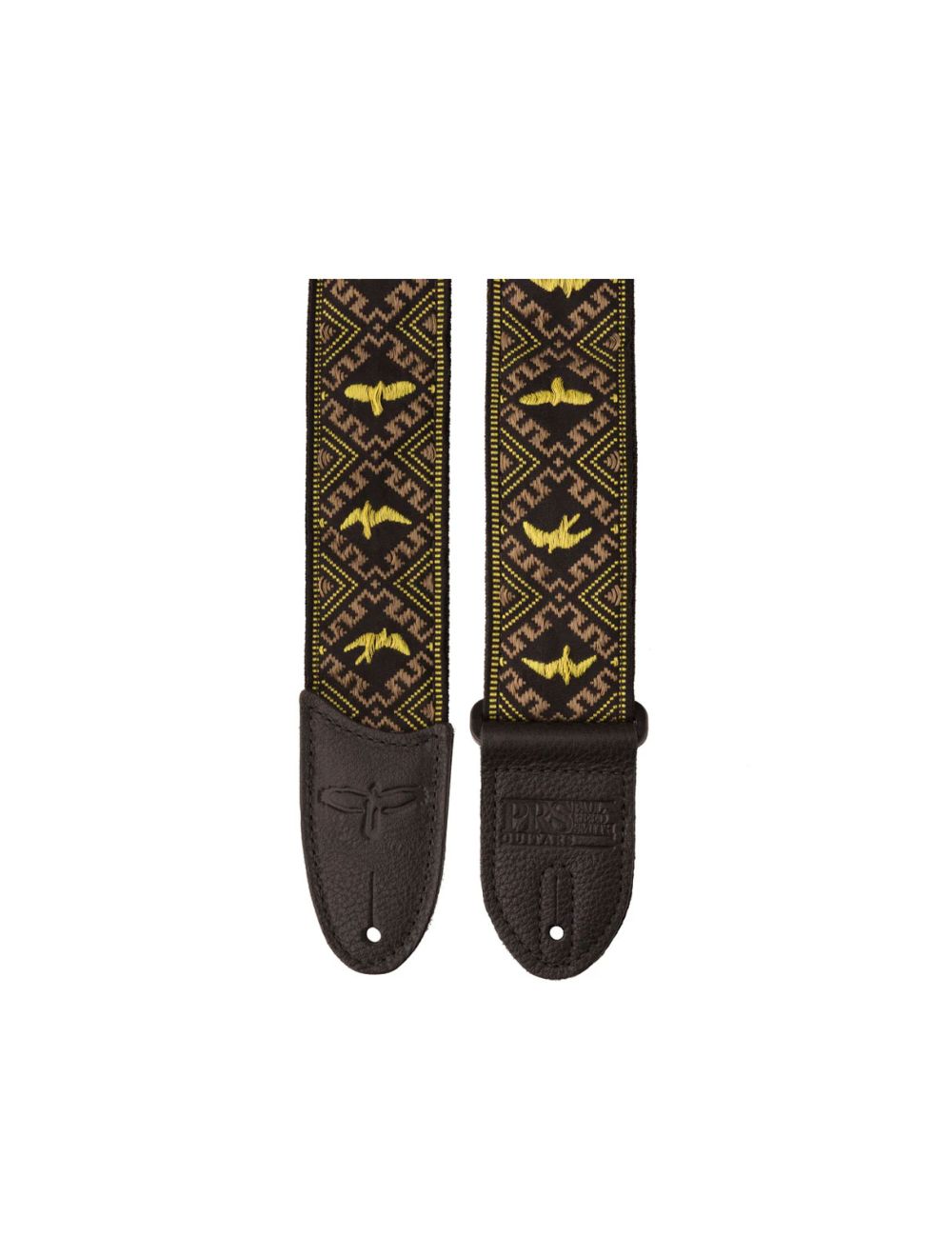 PRS 2" Jacquard Hootenanny Style Guitar Guitar Strap - Yellow & Black Birds