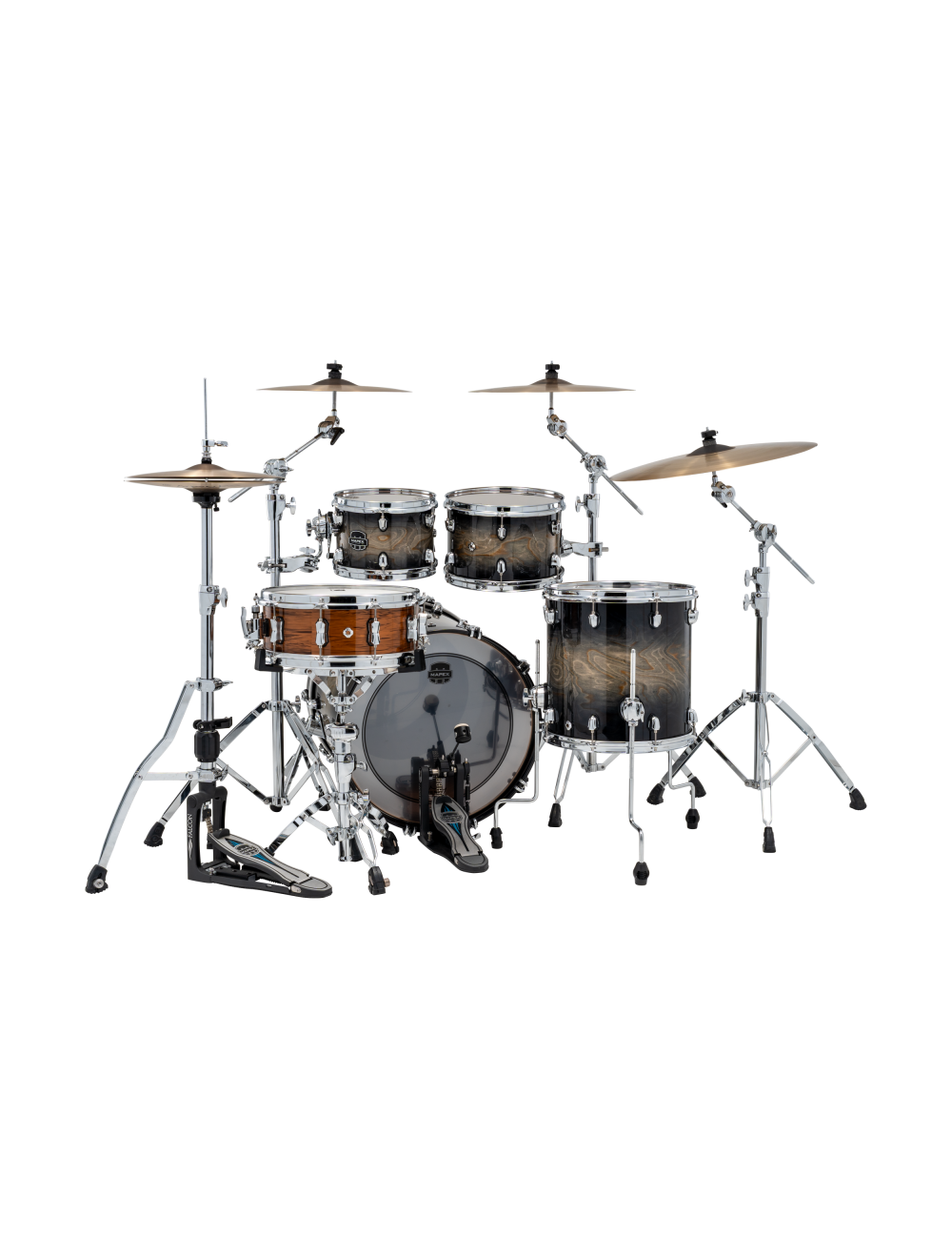 Mapex Saturn VI Fusion 4-Piece Shell Pack w/20" Kick - Black Ink Burst