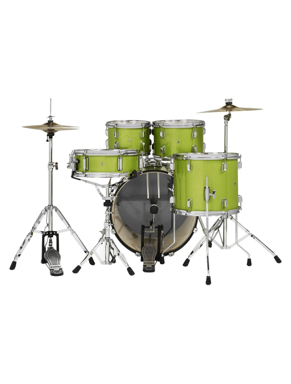 PDP Centerstage 5-Piece Drum Kit with Hardware, Cymbals & Throne - Electric Green Sparkle