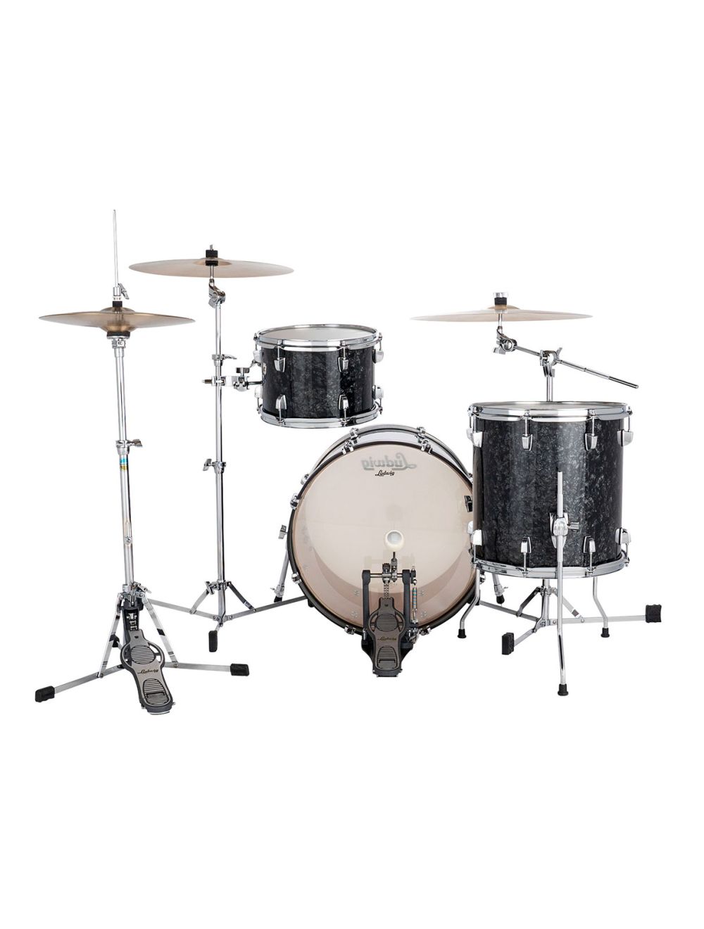 Ludwig Neusonic Downbeat 3-pc Shell Pack w/ 20" Kick - Ebony Pearl