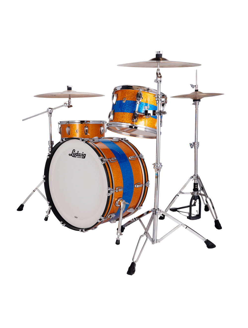 Ludwig Classic Maple Fab 3-Pc Shell Pack w/24" Kick - Triband Gold/Blue Sparkle