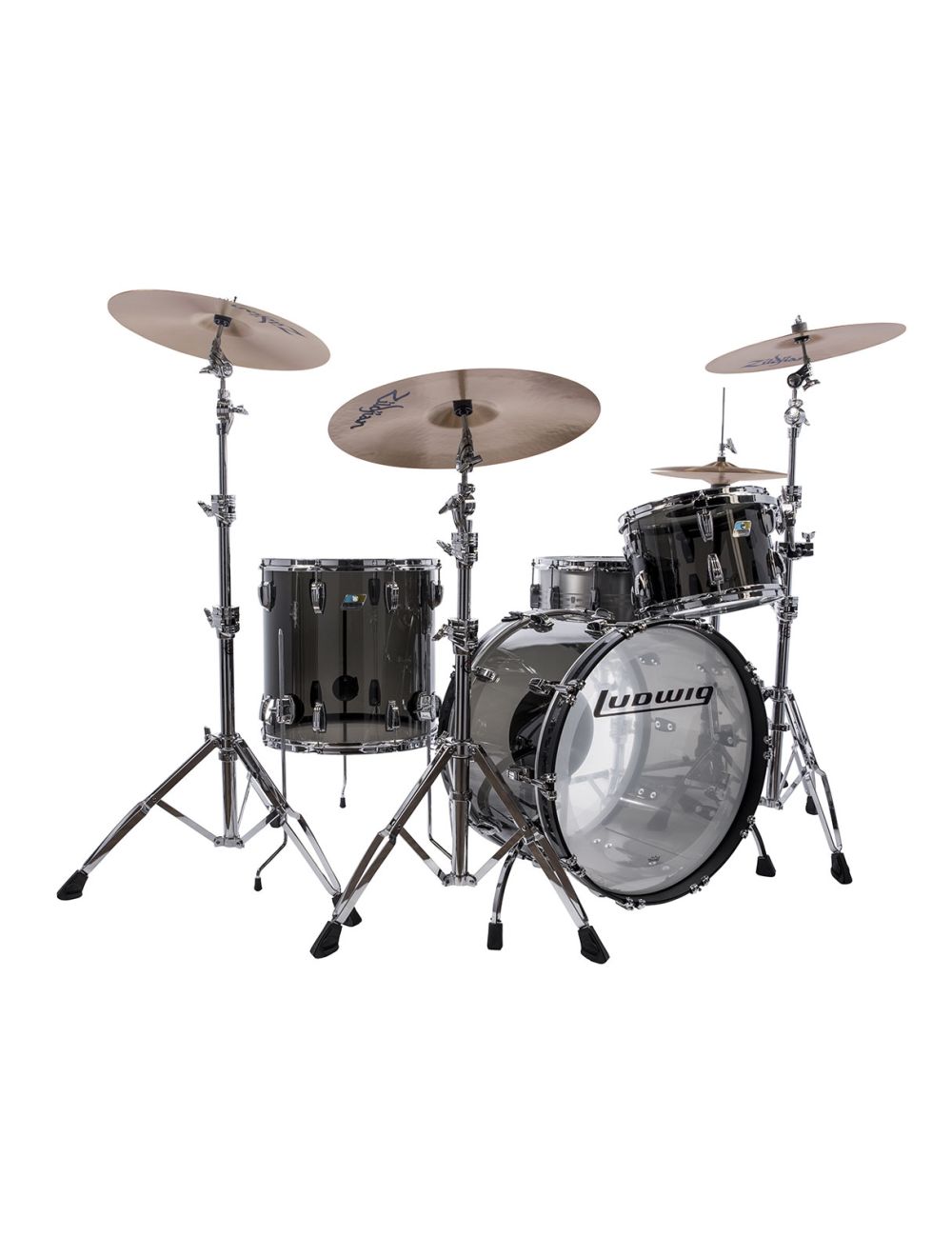 Ludwig Vistalite Fab 3pc Shell Pack w/ 22" Kick - Smoke