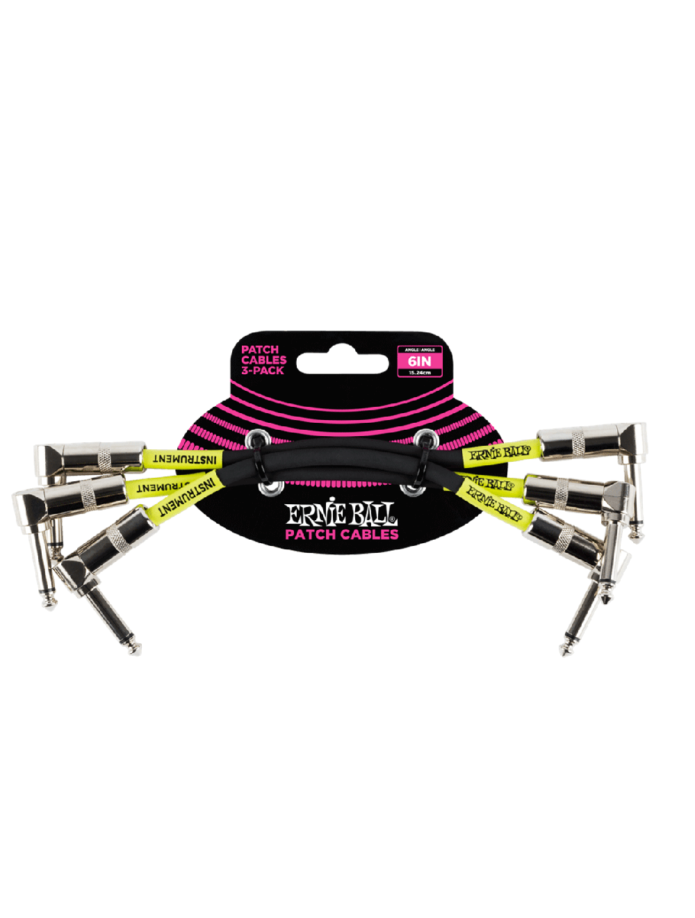 Ernie Ball 6” Angle / Angle Patch Cable - 3-Pack - Black