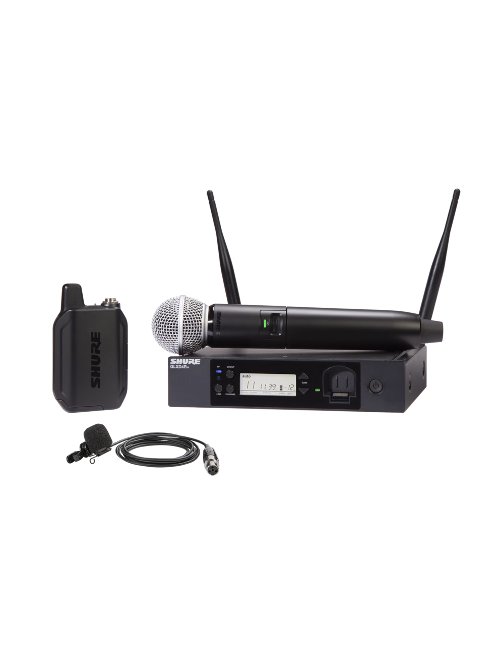 Shure GLXD124R+ Digital Wireless Combo System w/SM58 + WL185m Lavalier - Z3