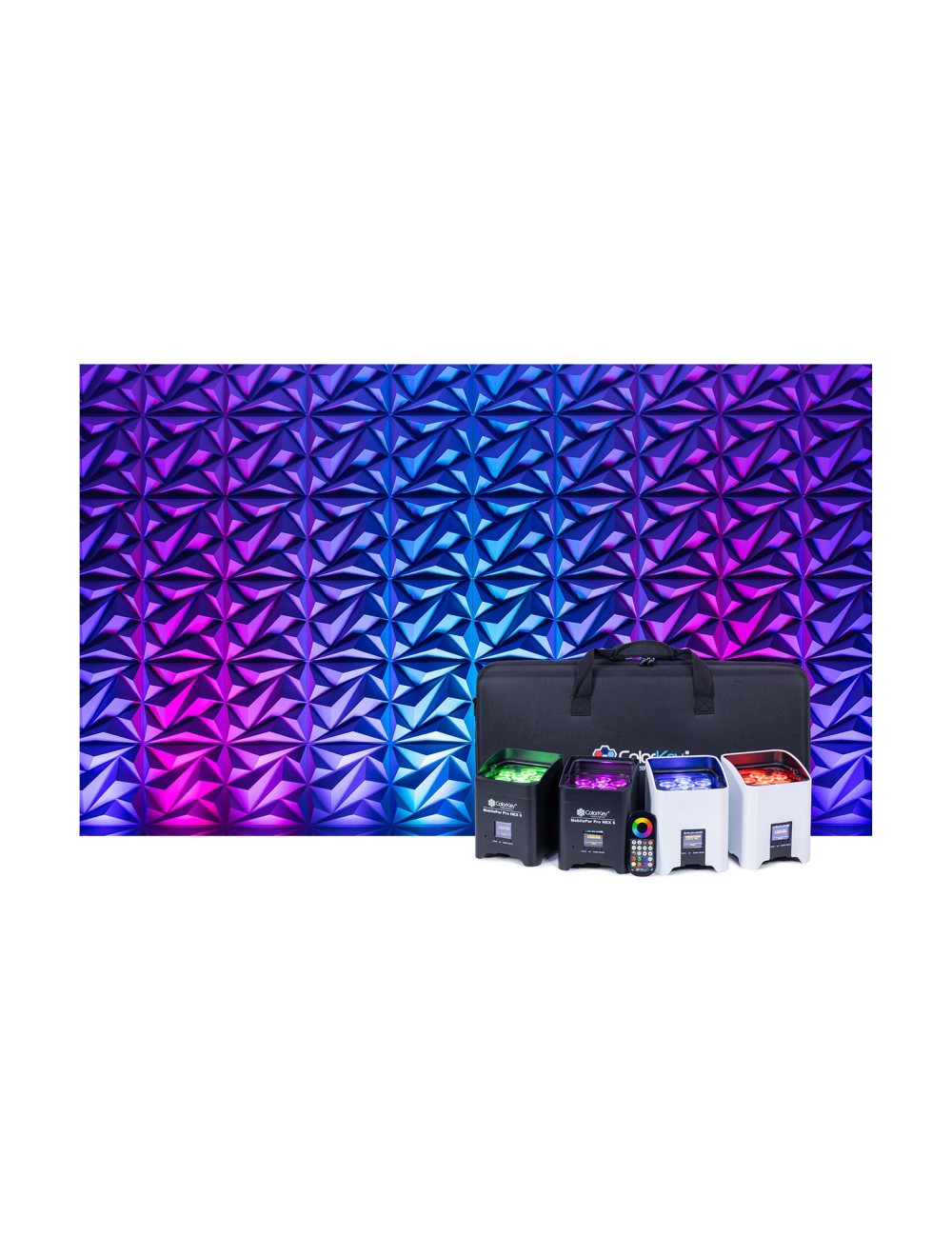 ColorKey MobilePar Pro HEX 6 LED Par Light Bundle - 4-Pack w/ Hardshell Case