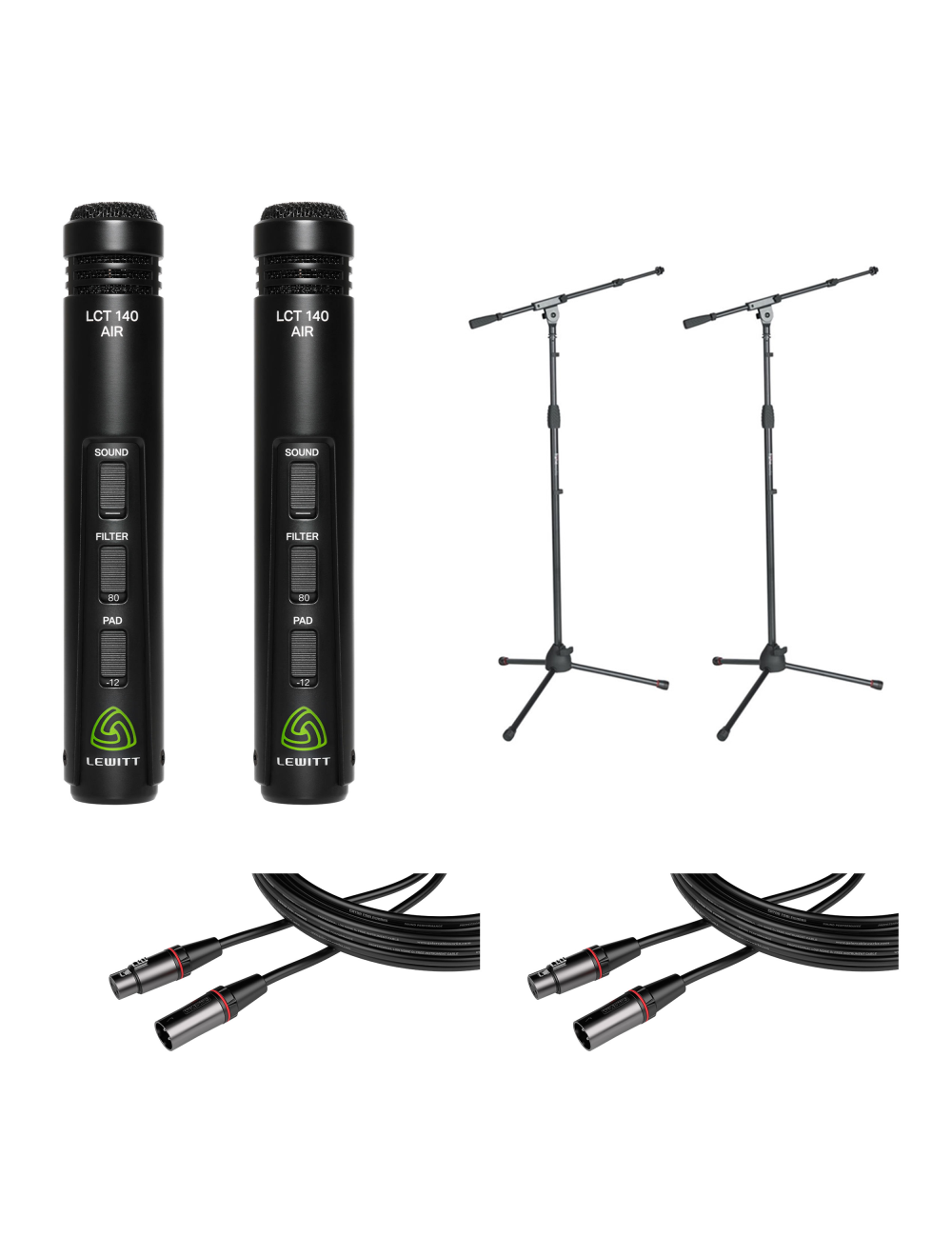 Lewitt LCT 140 AIR Matched Stereo Condenser Mic Pair + Stands + Gator Cables