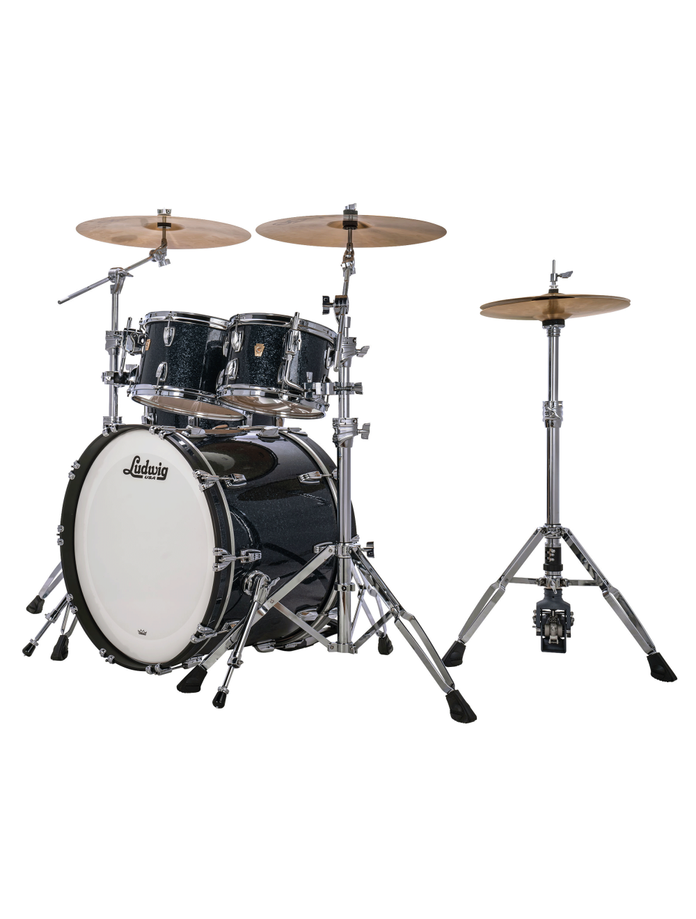 Ludwig Classic Maple Studio 4-pc Shell Pack w/22" Kick - Hybrid Black Sparkle