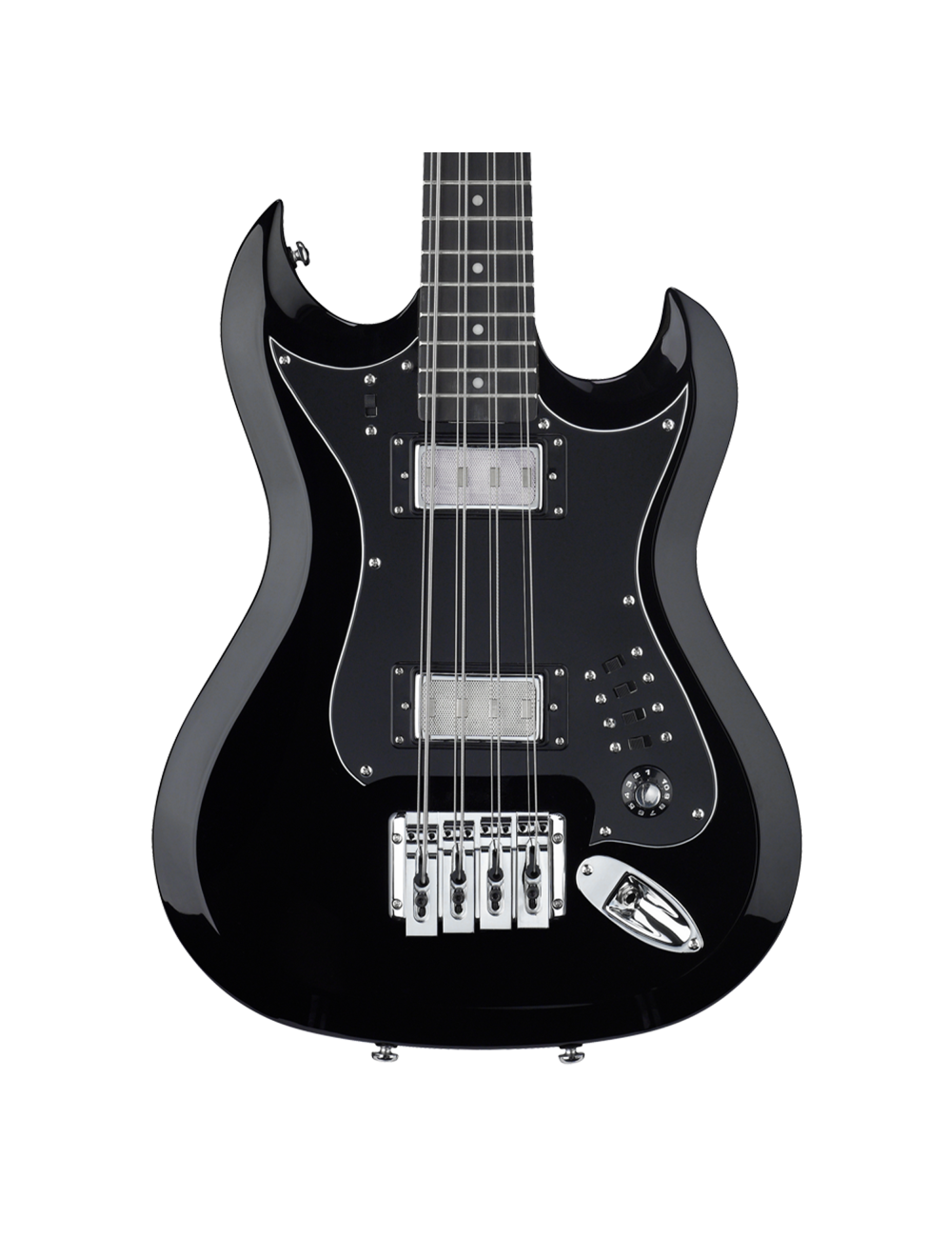 Hagstrom H8II-BLK Retroscape H8-II 8 String Bass Guitar - Black Gloss