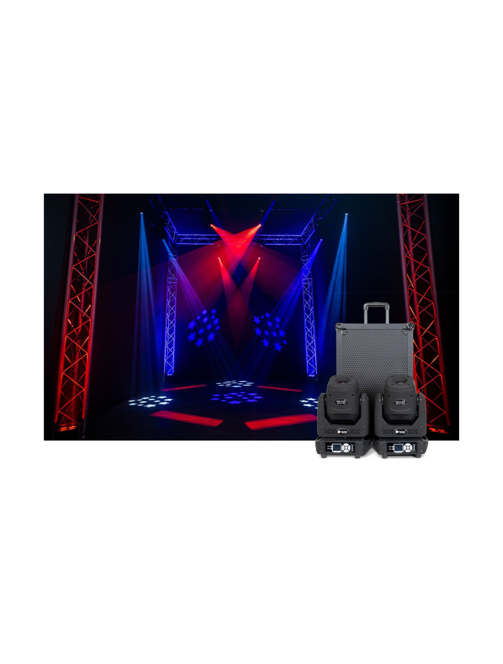 ColorKey Mover Spot 150 Moving Head Light Bundle - 2-Pack w/ Flight Case Trolley