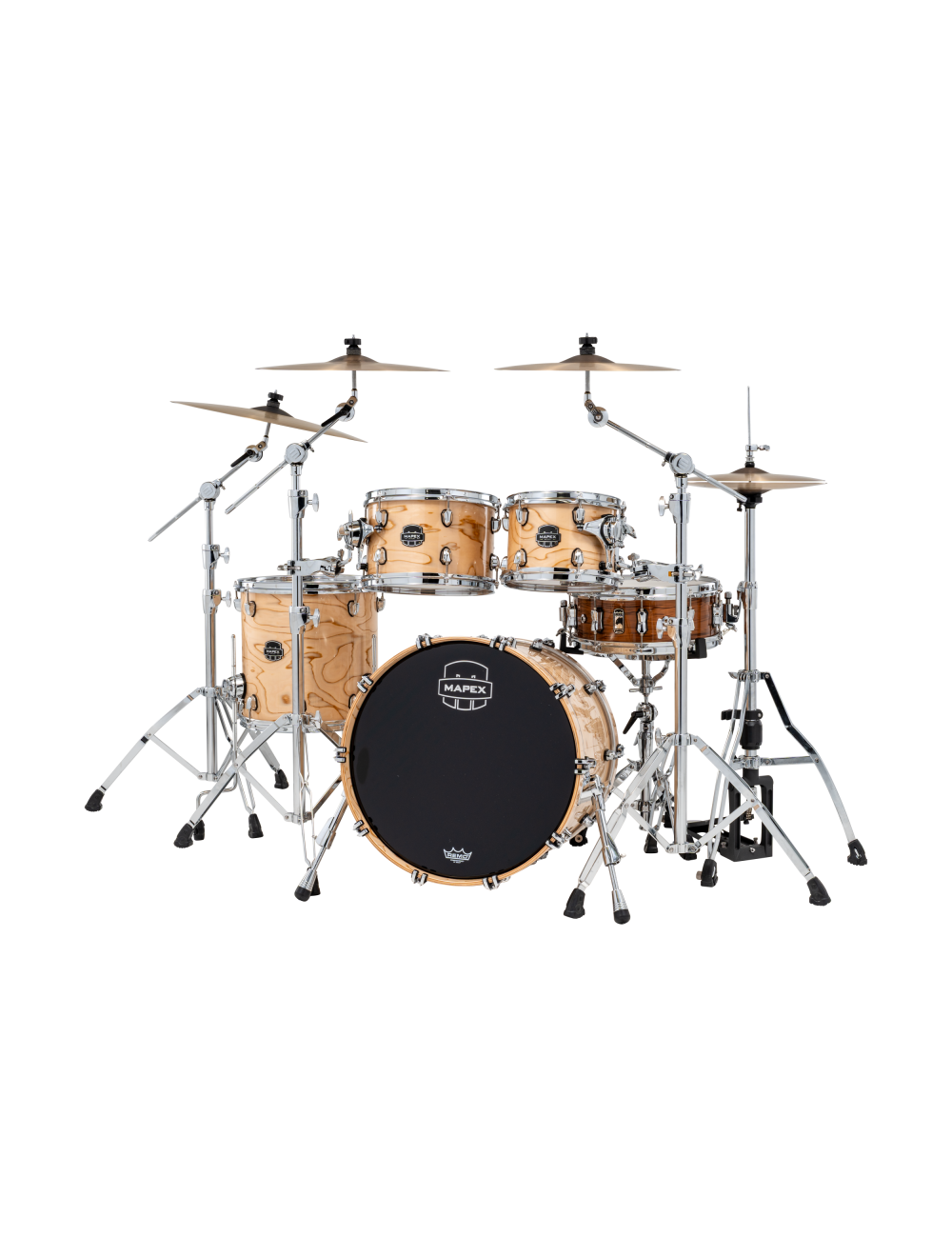 Mapex Saturn VI Fusion 4-Piece Shell Pack w/20" Kick - Exotic Natural Burl
