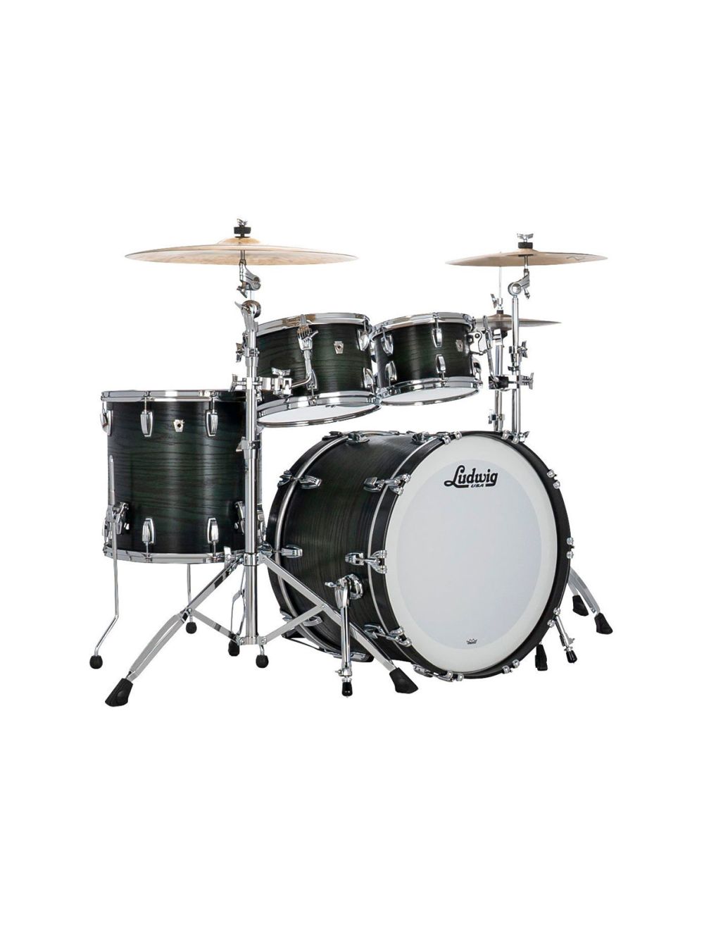 Ludwig Classic Oak Studio 4-pc Shell Pack w/22" Kick - Green Burst