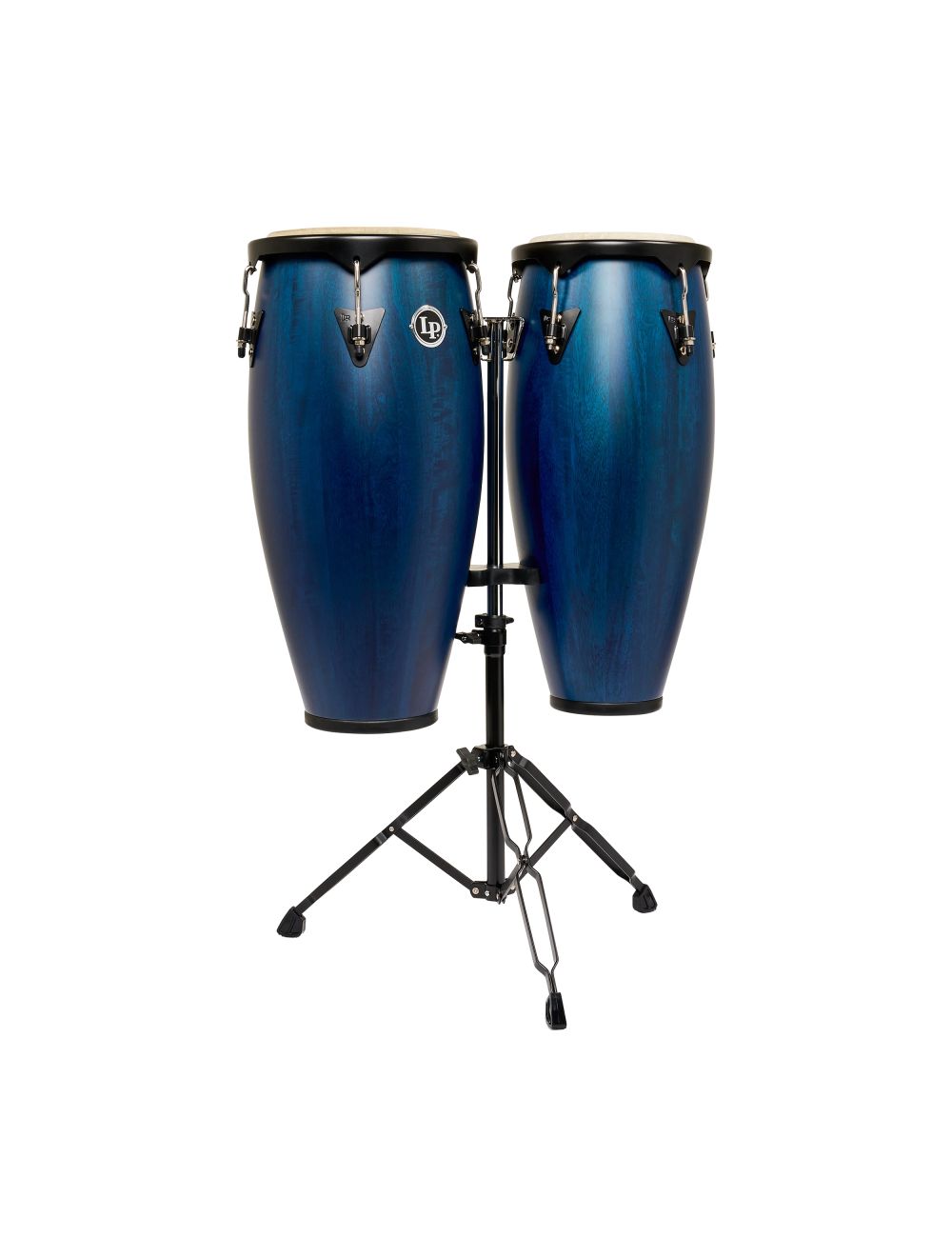 Latin Percussion 10"/11" City II Conga Set w/ Double Stand - Mango Blue Black