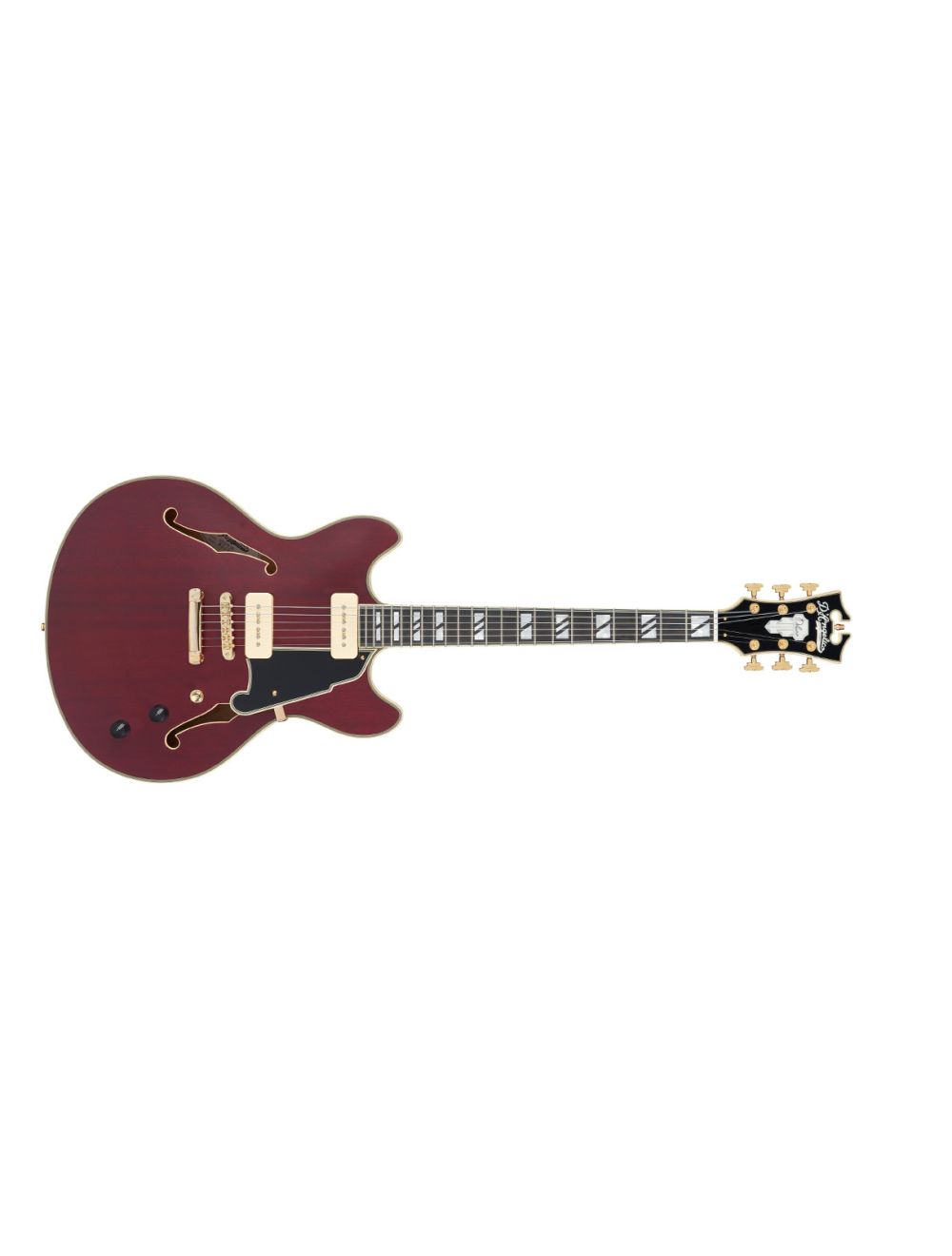 D'angelico Deluxe DC w/ Stop-Bar Tailpiece - Satin Trans Wine
