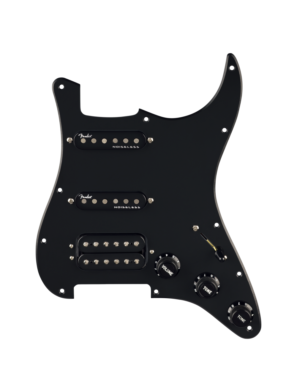 Fender Pre-Wired Strat Pickguard, Quadra Tap/Ultra Noiseless HSS - Black