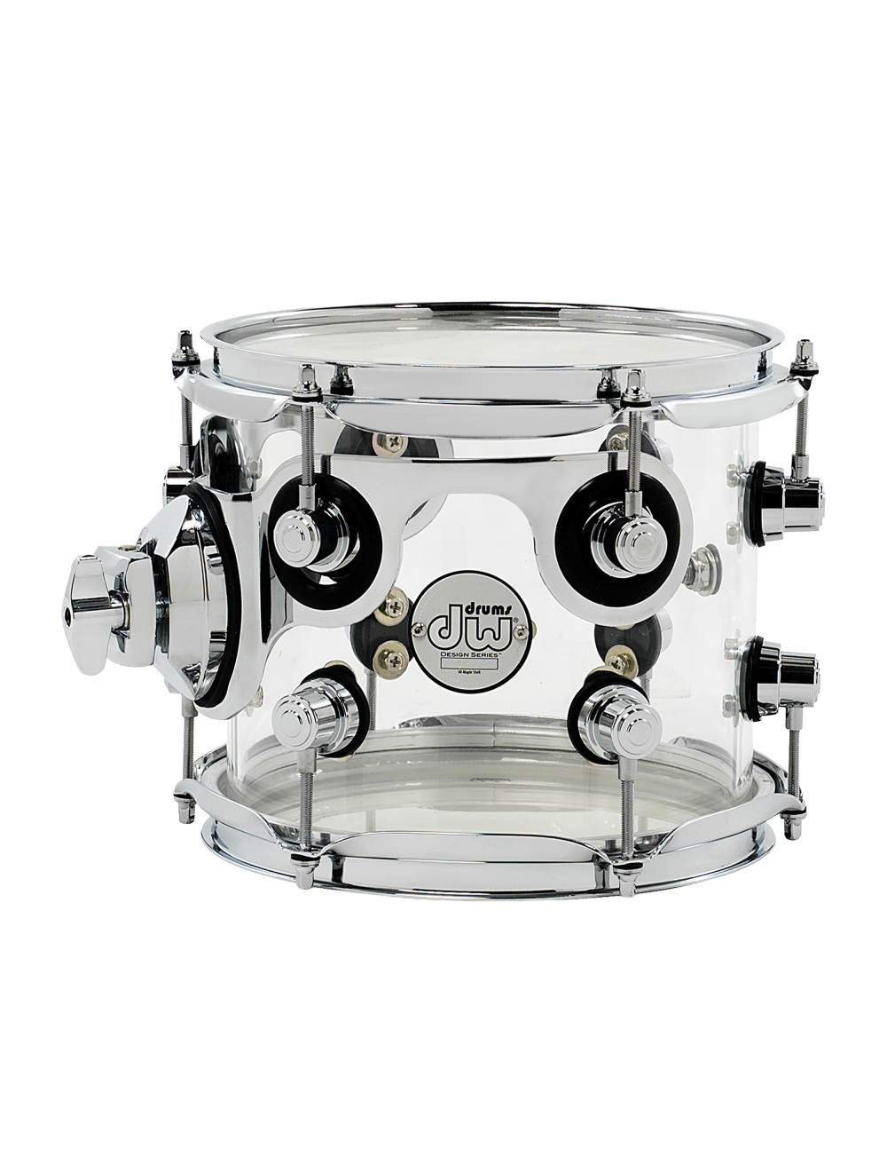 DW Design Series 7x8" Clear Acrylic Rack Tom w/Chrome Hardware