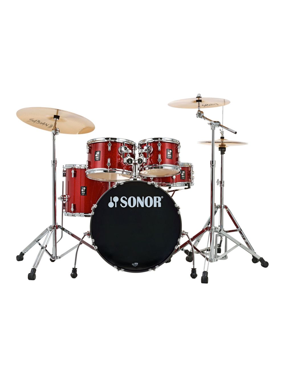 Sonor AQX Studio Drum Set w/ Hardware & Cymbals - Red Moon Sparkle