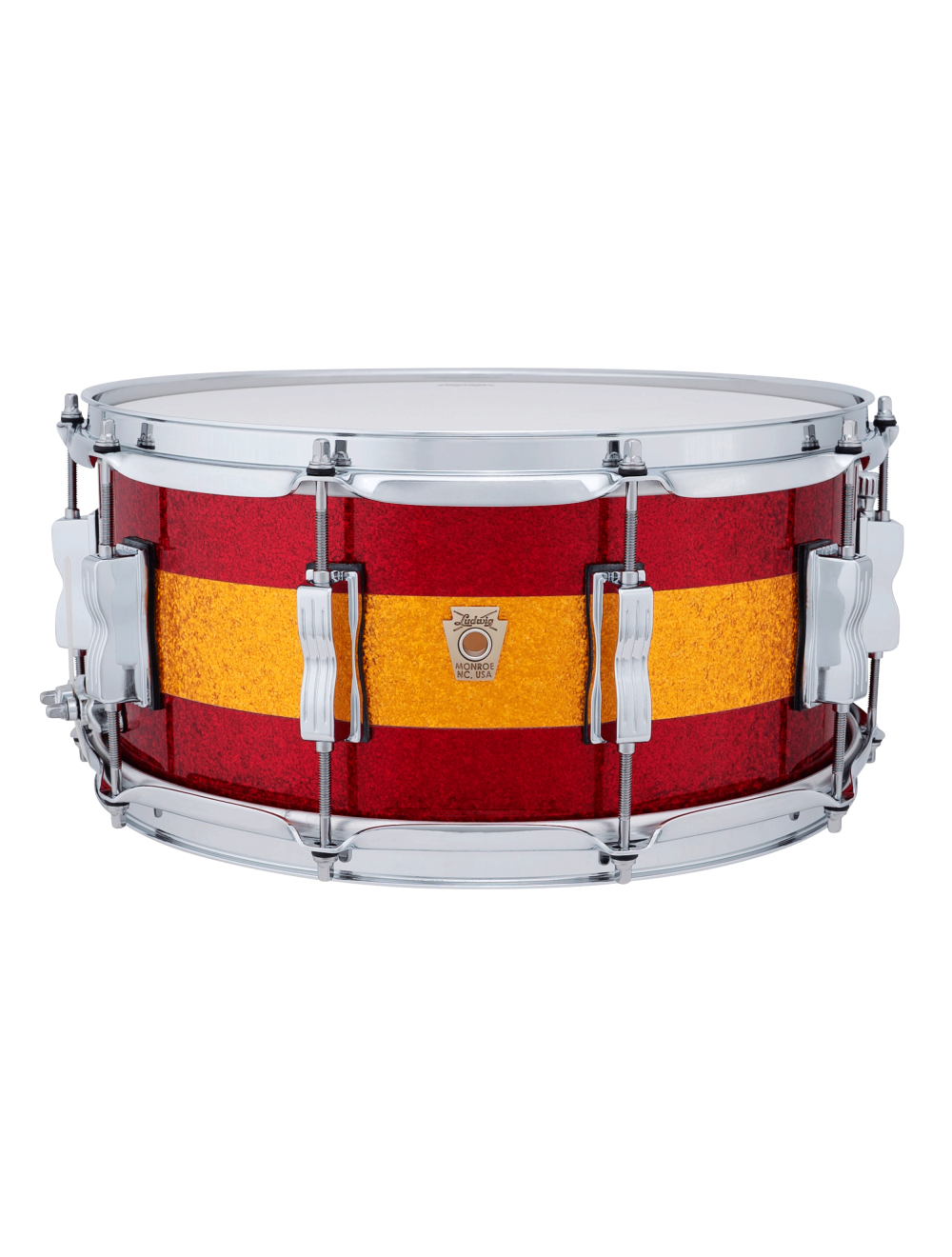 Ludwig Classic Maple 6.5x14 Snare Drum - Triband Red/Gold Sparkle