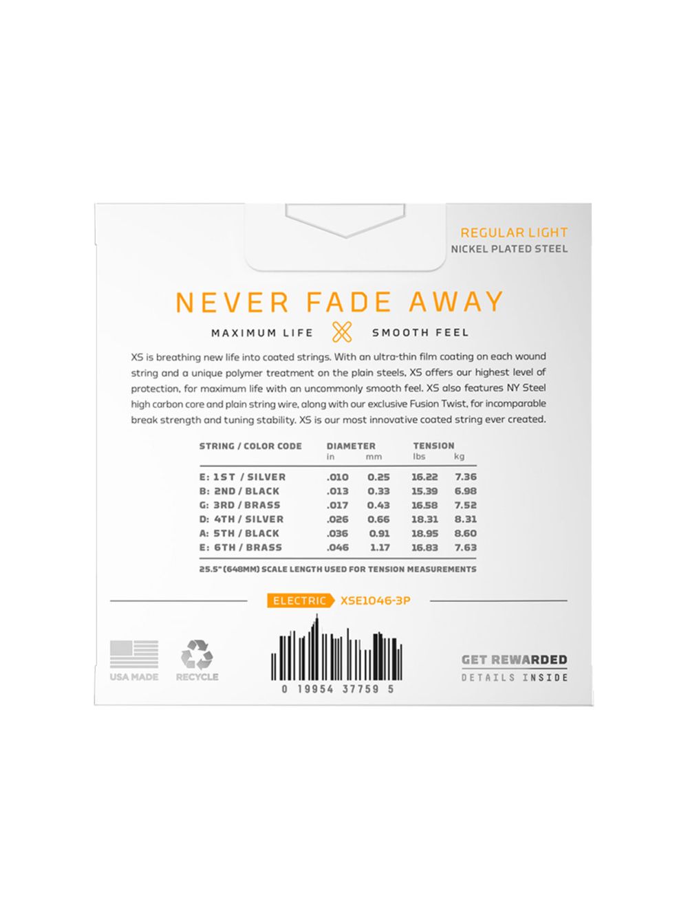 D'Addario XSE1046-3P XS Nickel Coated Electric Guitar Strings 3pk - 10-46 Gauge