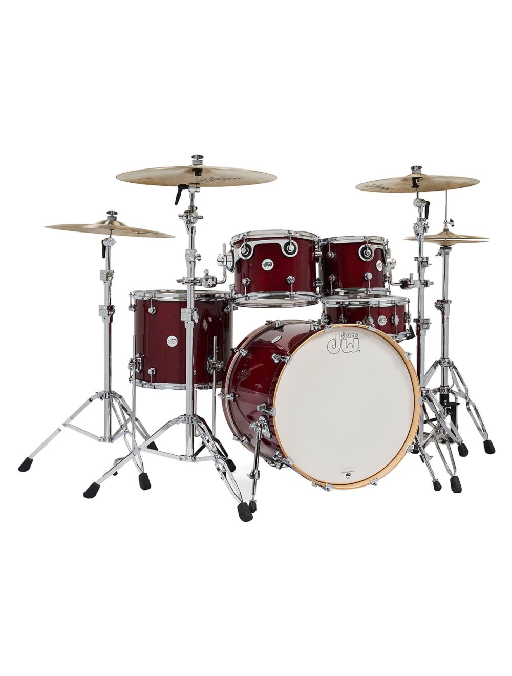 DW Design Series 4-pc Maple Shell Pack Cherry Stain w/ 22" Kick