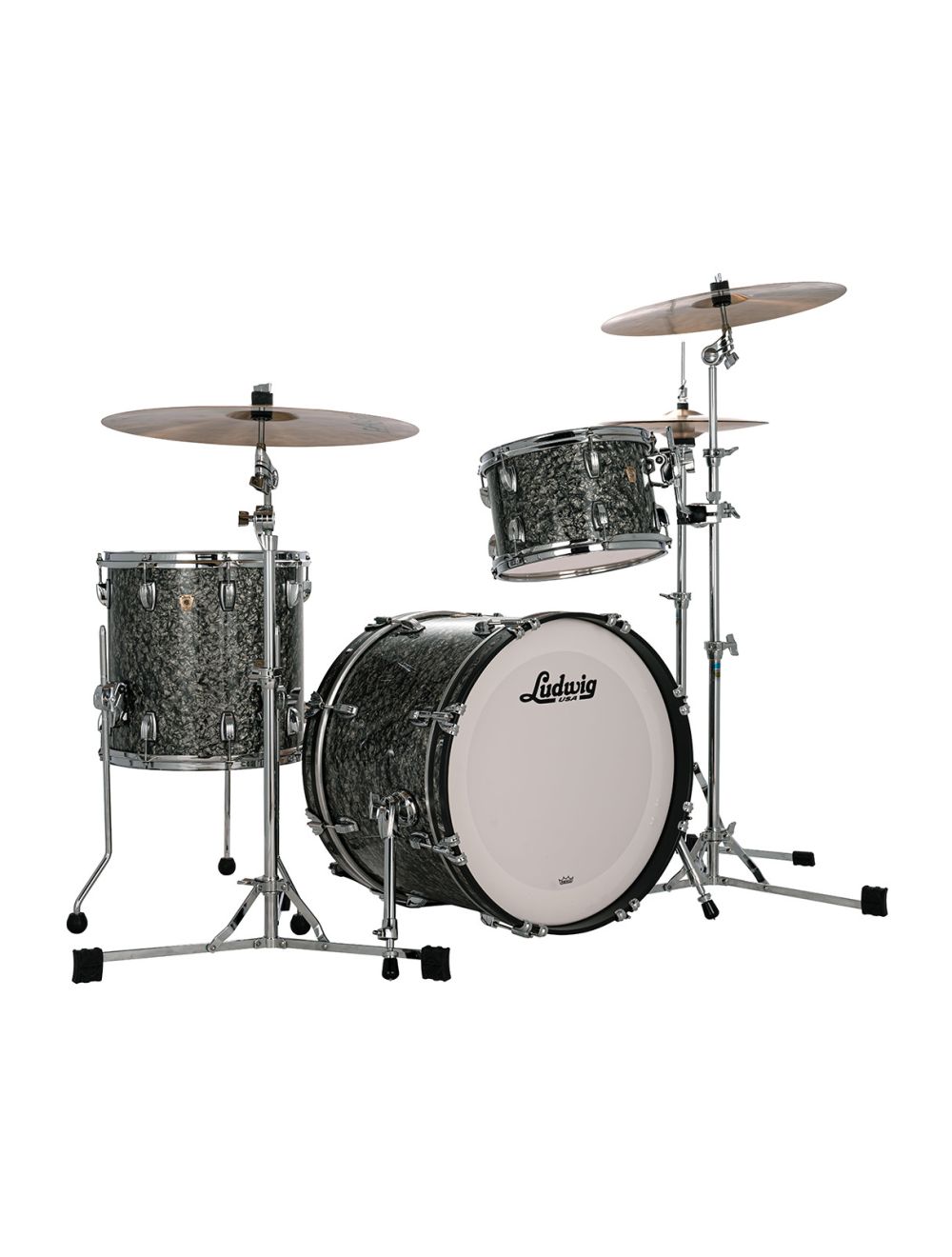 Ludwig Classic Maple Downbeat 3pc Shell Pack w/20" Kick - Black Pearl