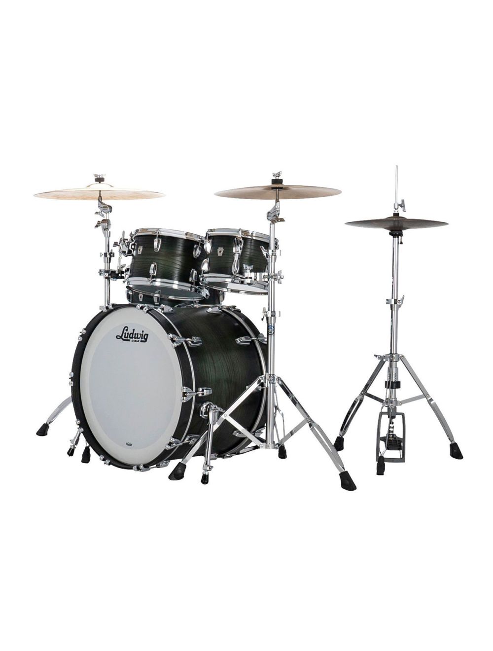 Ludwig Classic Oak Studio 4-pc Shell Pack w/22" Kick - Green Burst