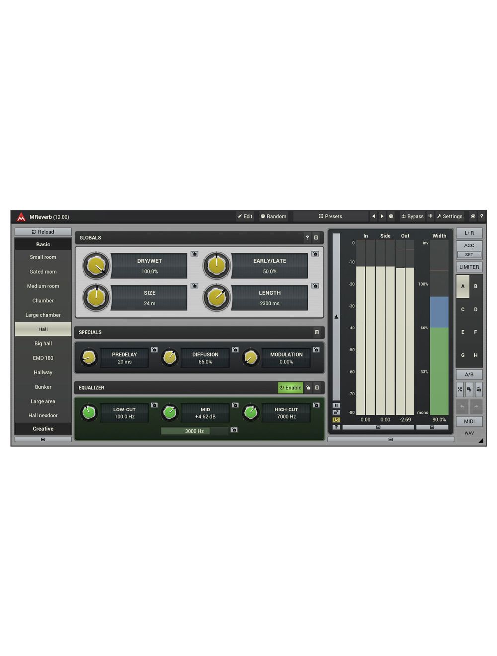 Melda MReverb with Spatial Positioning System