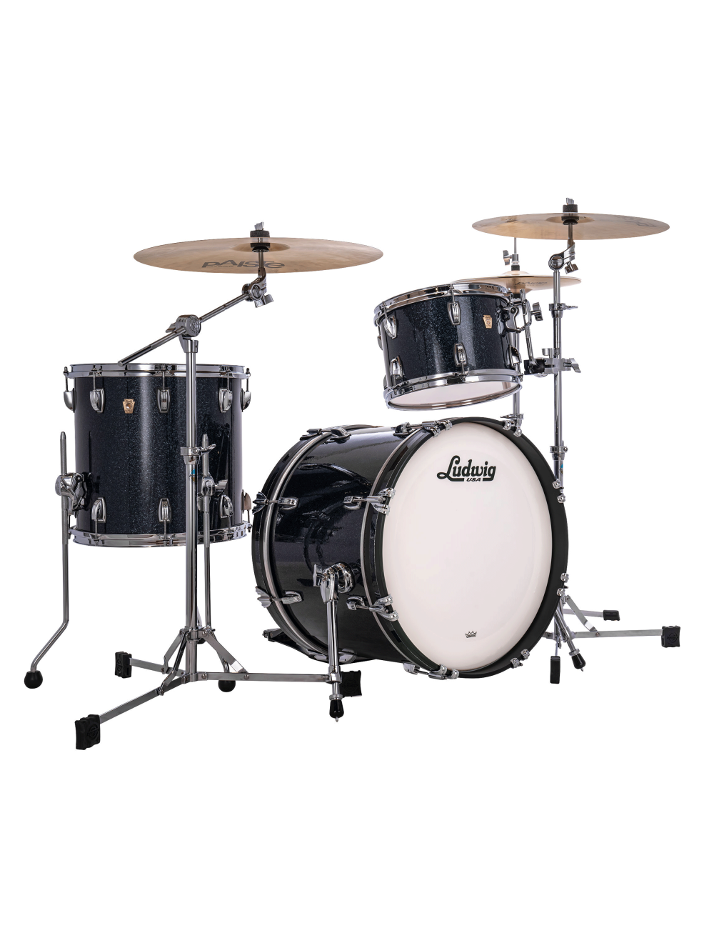 Ludwig Classic Maple Downbeat 3-pc Shell Pack w/20" Kick - Hybrid Black Sparkle