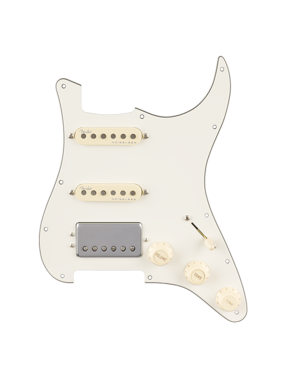 Fender Pre-Wired Strat Pickguard Quadra Tap/Ultra Noiseless HSS - Parchment