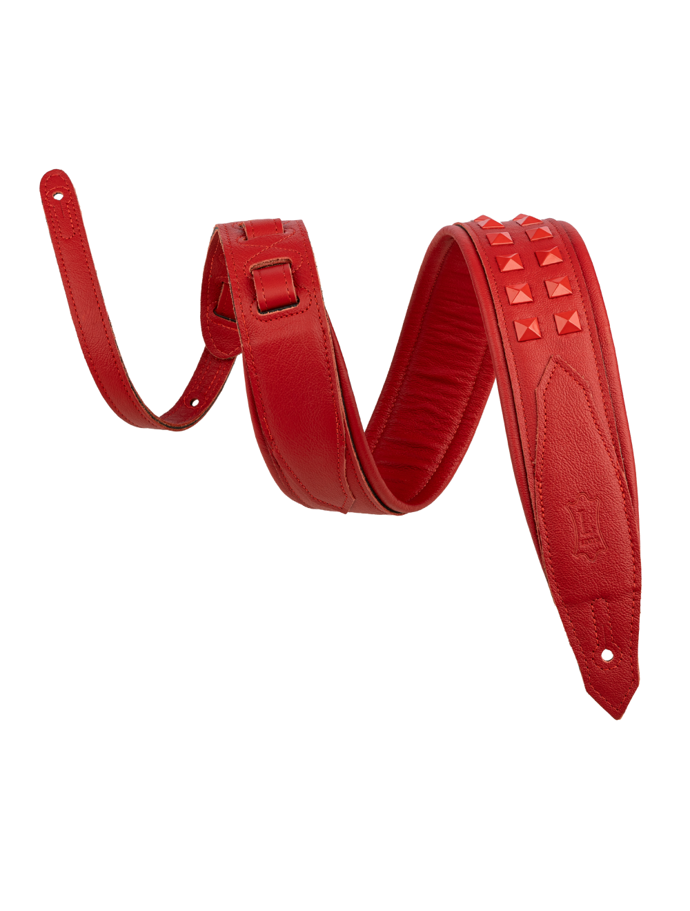 Levy's Rebel Leathers Series Leather Guitar Strap - Vibrant Red w/Red Studs
