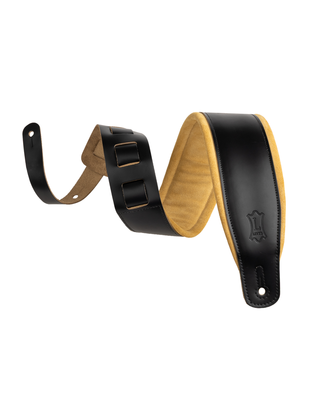 Levy's Amped Leather Series M26PD Leather Guitar Strap - Black w/Tan Backing