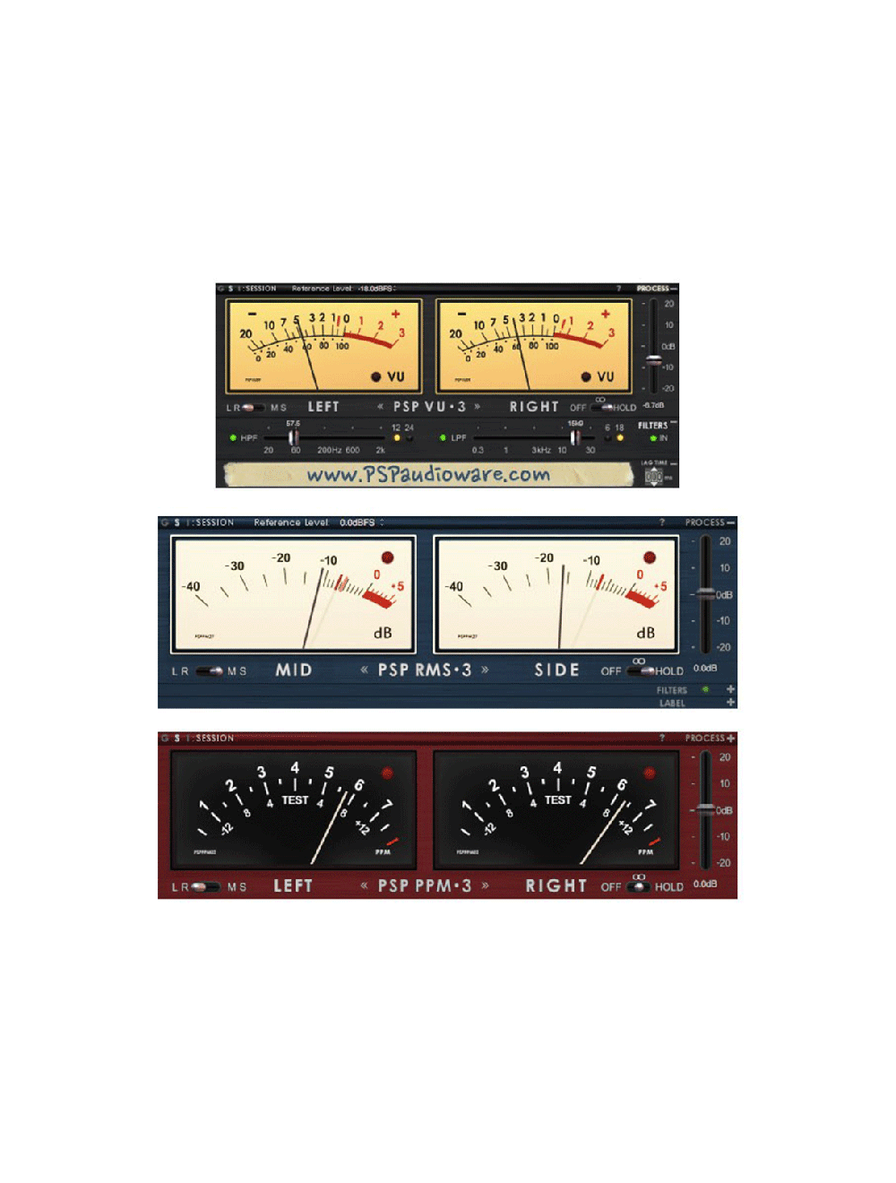 PSP AUDIOWARE PSP TripleMeter VU, RMS, and PPM meters