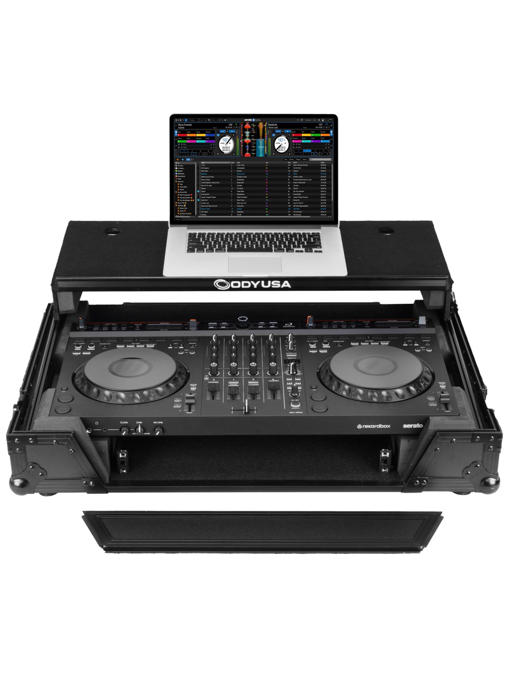Odyssey FZGSDDJGRV6W1BL All Balck AlphaTheta DDJ-GRV6 Glide Style Flight Case with 1U Rack