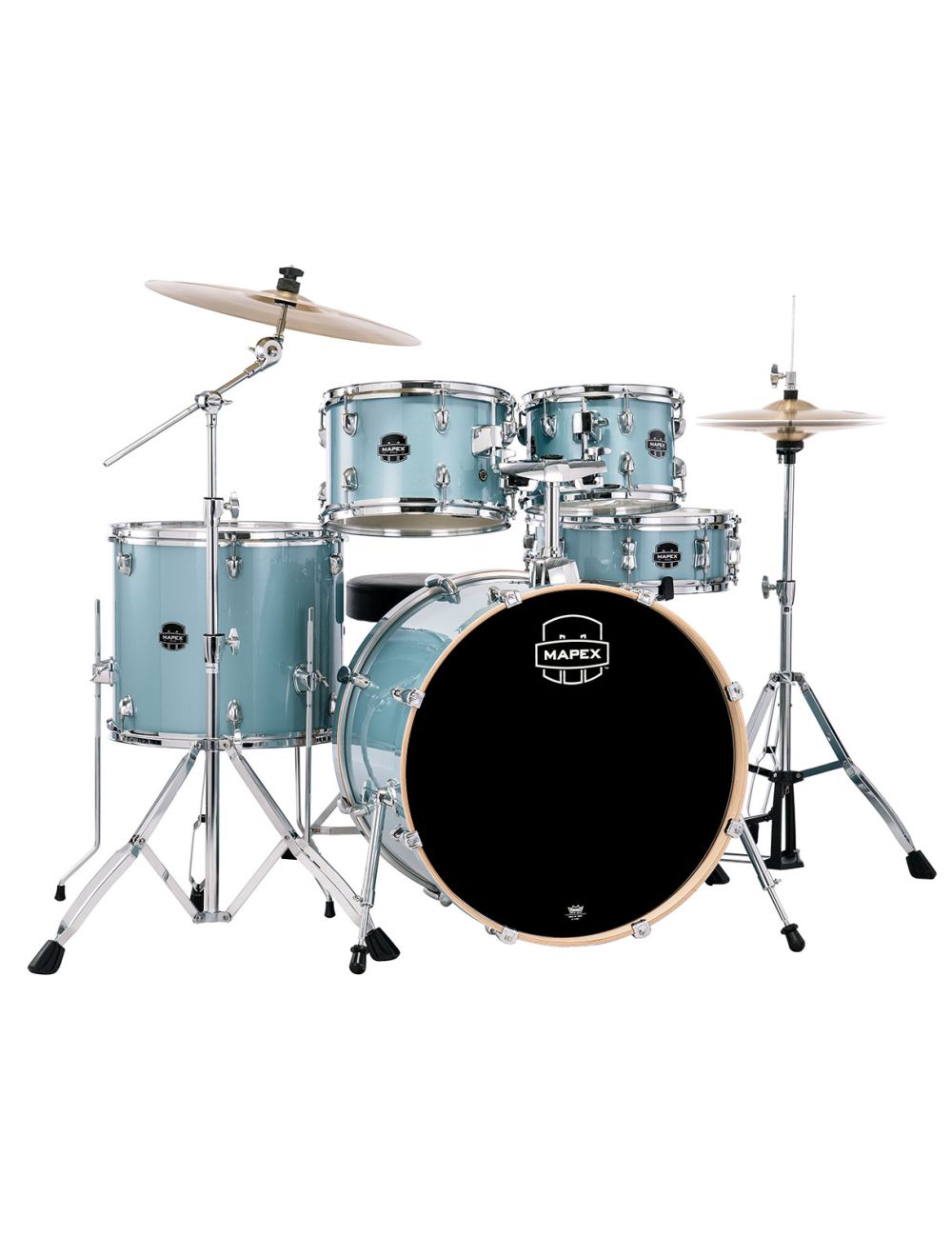 Mapex Venus 5 Piece Rock Complete Drum Set - Aqua Blue Sparkle