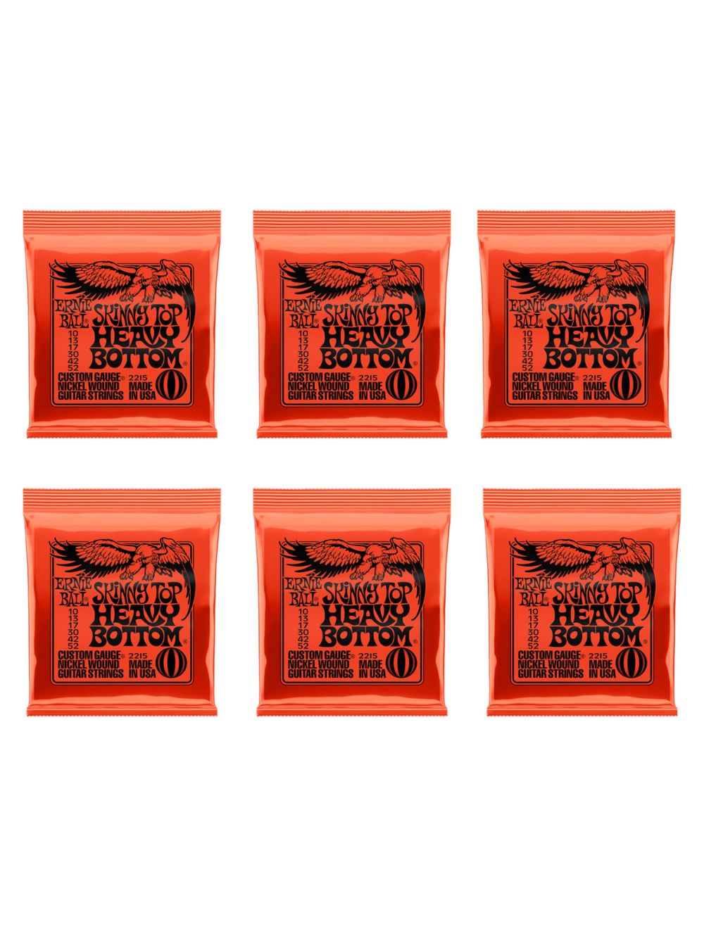 Ernie Ball 2215 Slinky Skinny Top Heavy Bottom Electric Guitar Strings 6-Pack
