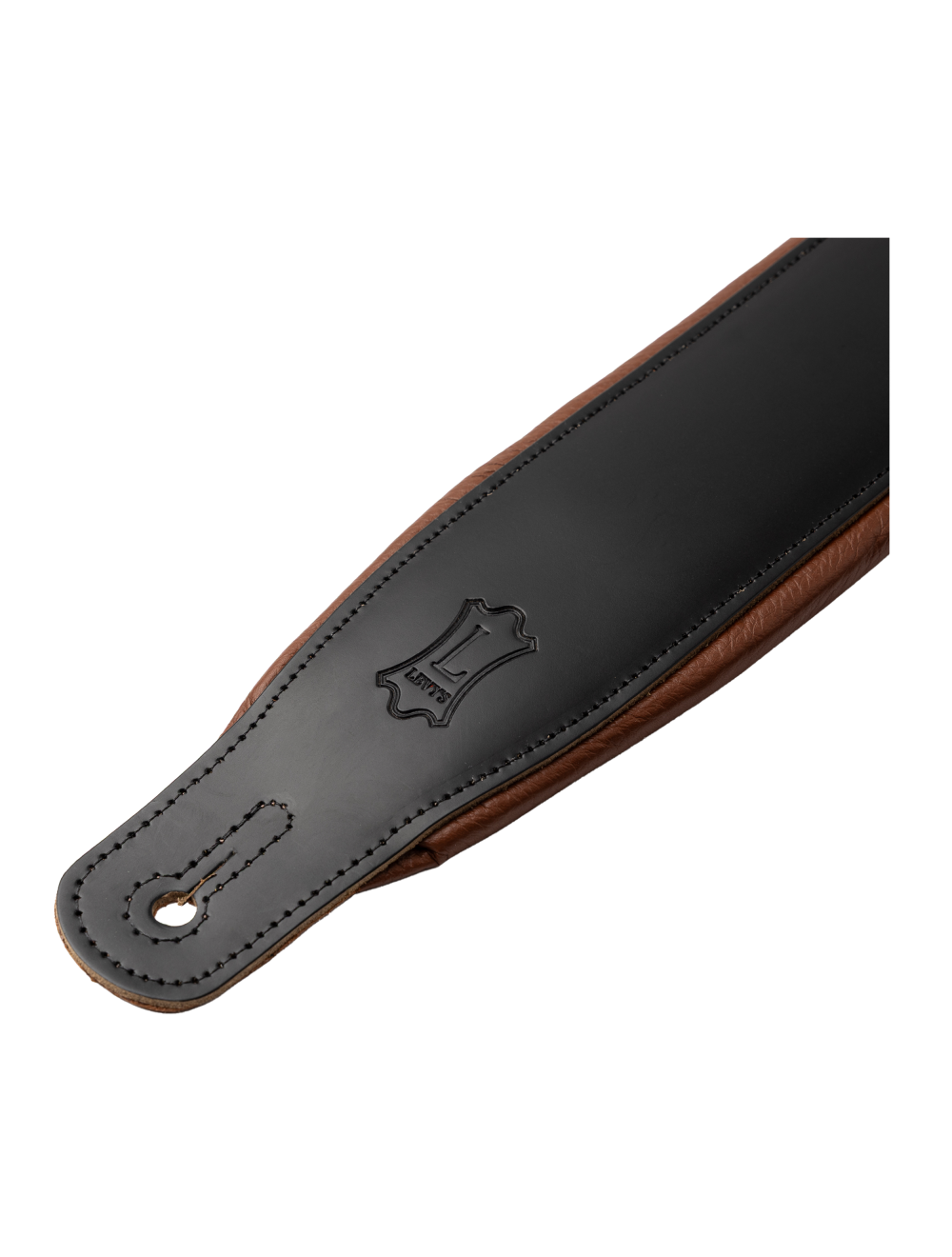 Levy's Amped Leather Series M26PD Leather Guitar Strap - Black w/Tan Backing
