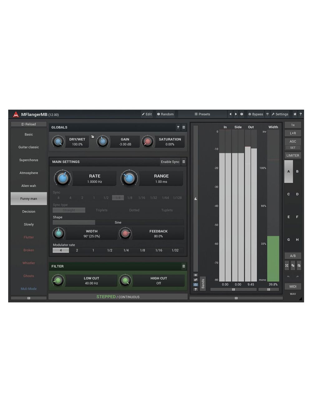 Melda MFlangerMB 6-Bands with Custom Shape
