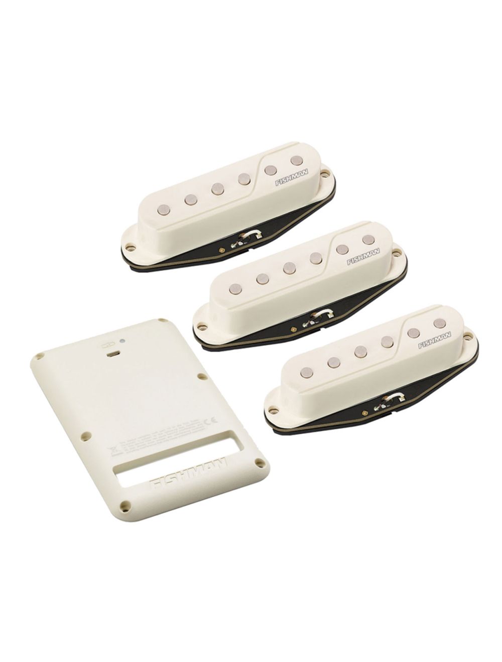 Fishman Fluence Loaded Pickguard 3 Strat Pickups White PRF-STR-WPG + Rechargeable Battery Pack