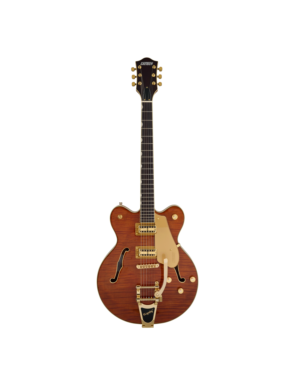 Used Gretsch Electromatic LTD Flame Okoume Broadkaster DC - Roundup Orange