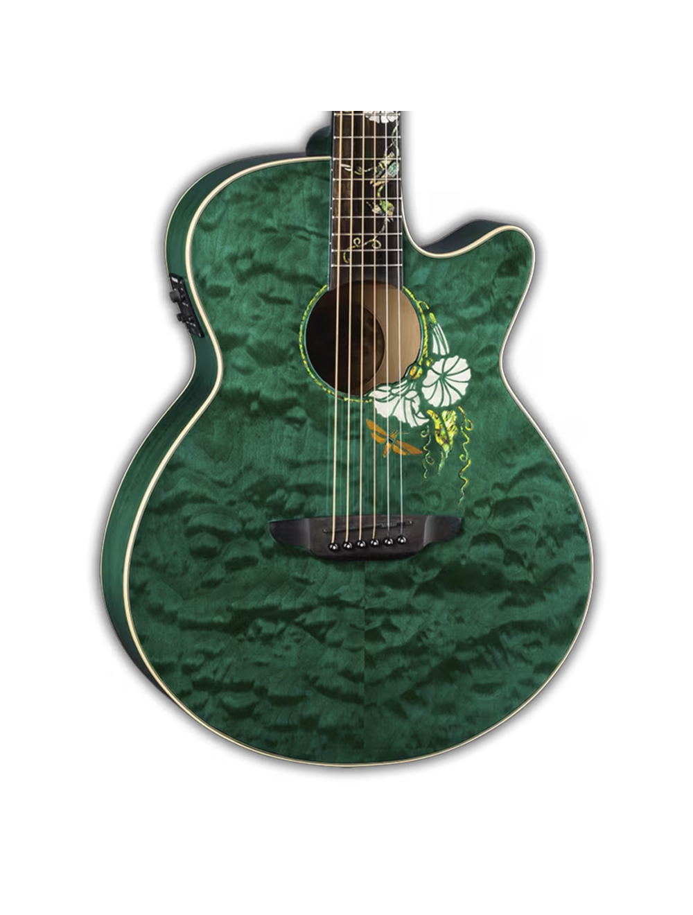 Luna Flora Moonflower Acoustic/Electric Guitar - Trans Mallard - Open Box