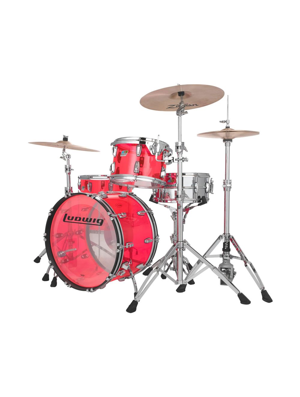Ludwig Vistalite Pro Beat 3pc Shell Pack w 24 Kick Pink