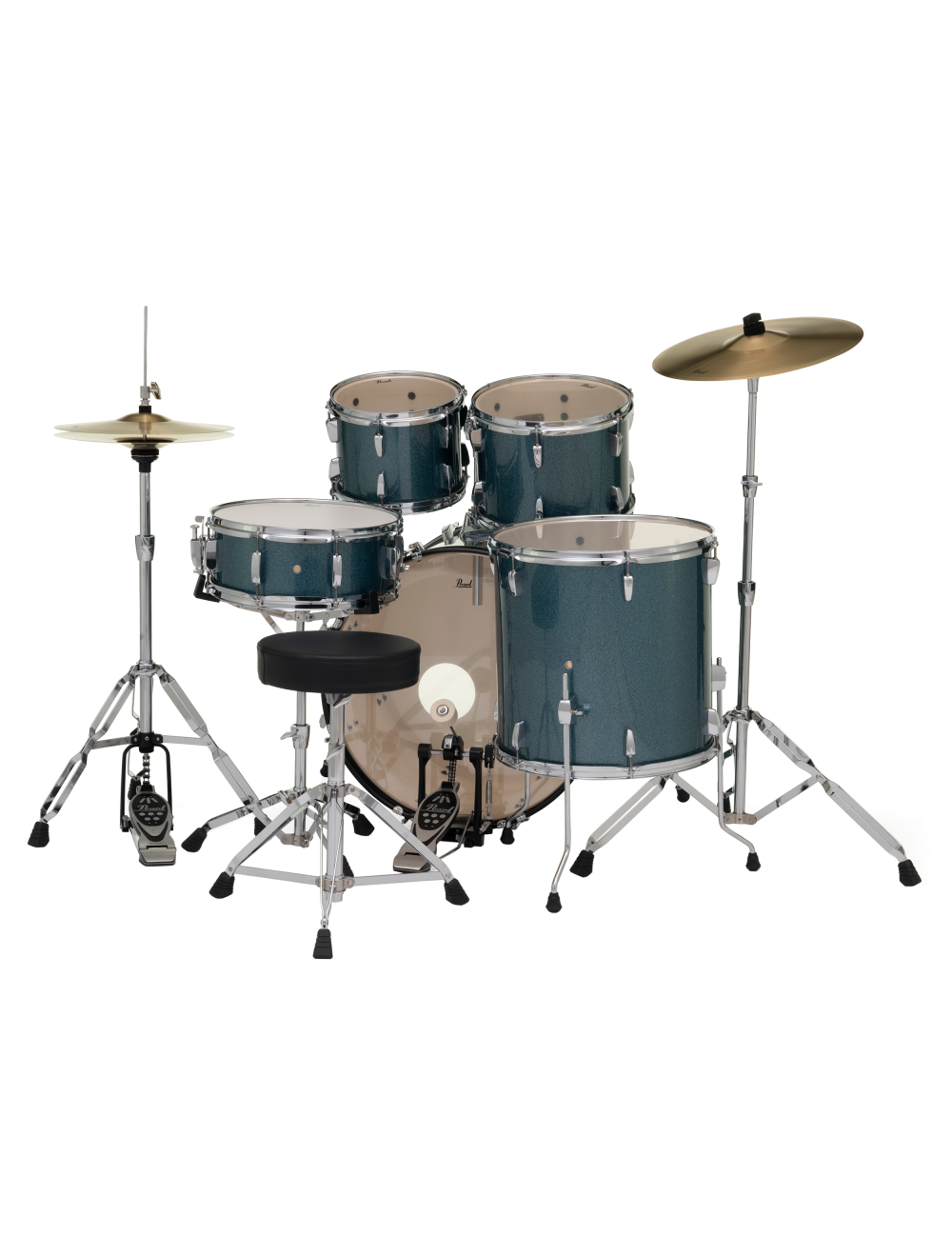 Pearl Roadshow 5-Piece Complete Drum Set w/22"x16" Kick - Aqua Blue Glitter
