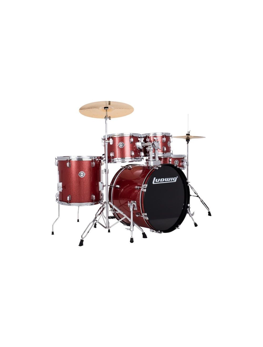 Ludwig Accent Drive 5pc Drum Set w/ Cymbals - Red Sparkle