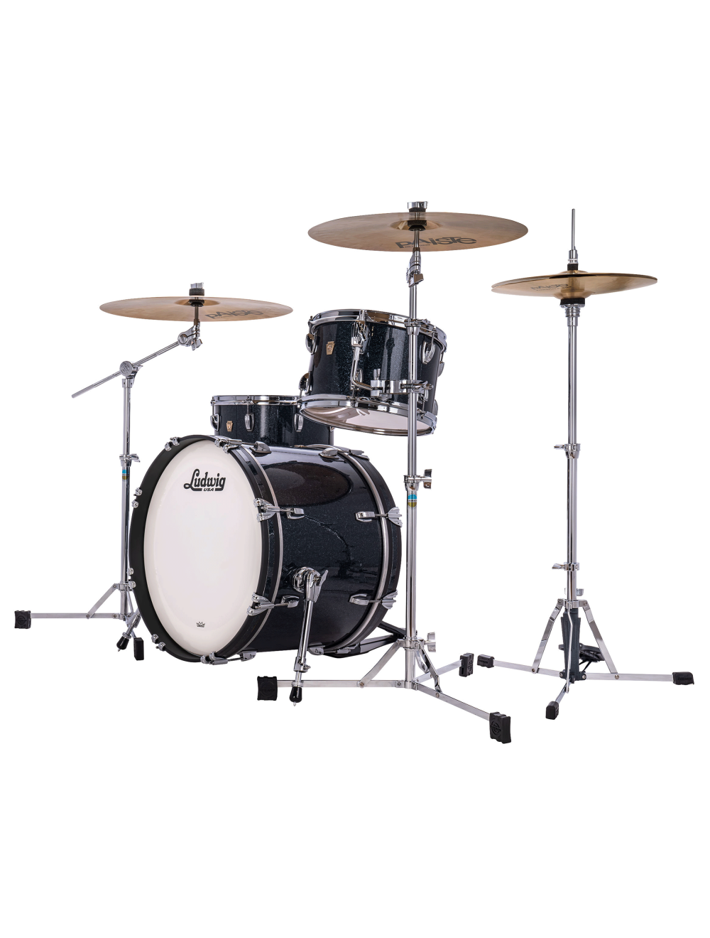 Ludwig Classic Maple Downbeat 3-pc Shell Pack w/20" Kick - Hybrid Black Sparkle