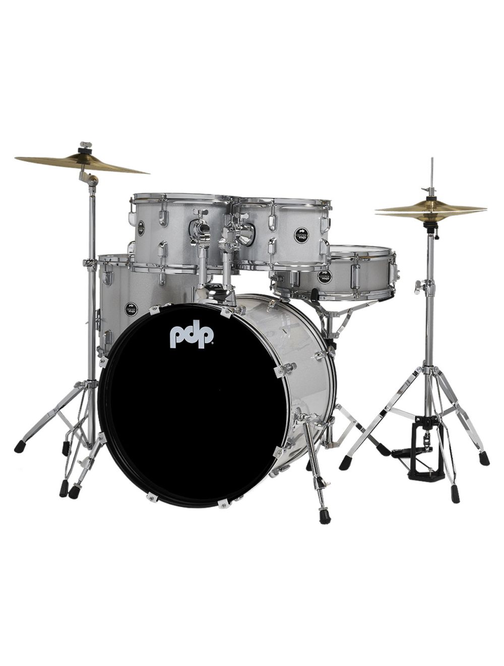 PDP Centerstage 5-Piece Drum Kit w/Hardware & Cymbals - Diamond White Sparkle