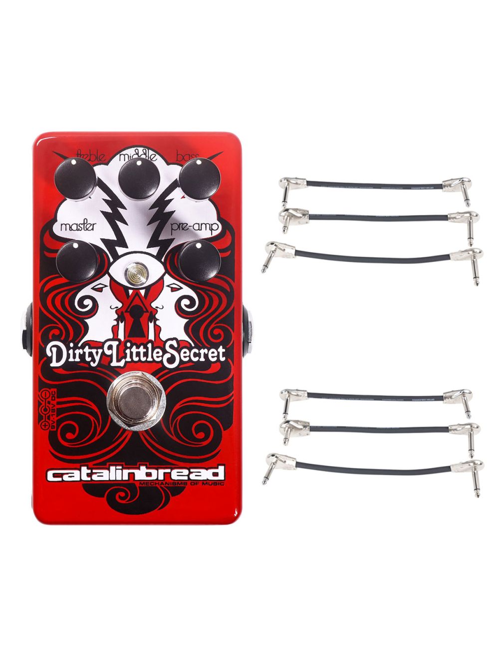 Catalinbread Dirty Little Secret Overdrive - Red + 2x Gator Patch Cable 3 Pack