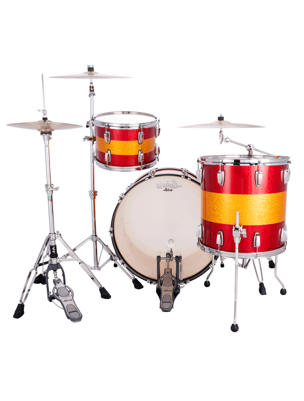 Ludwig Classic Maple Fab 3-Pc Shell Pack - Triband Red/Gold Sparkle - Open Box